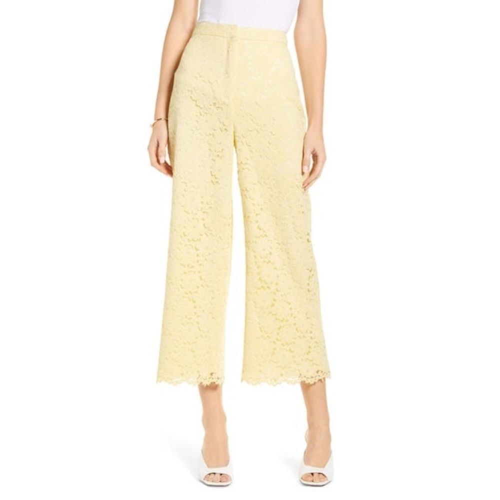 NEW Rachel Parcell Lace Crop Wide Leg Trousers 4